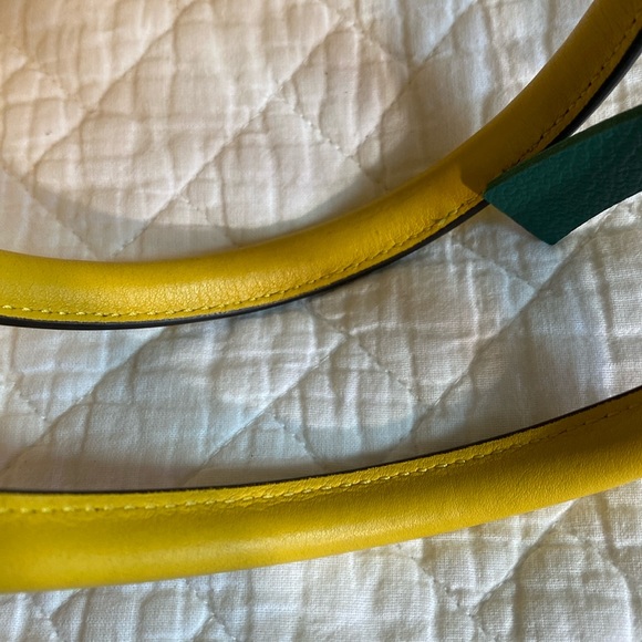 Fendi handbag, yellow leather w/ blue interior like new - Picture 16 of 17